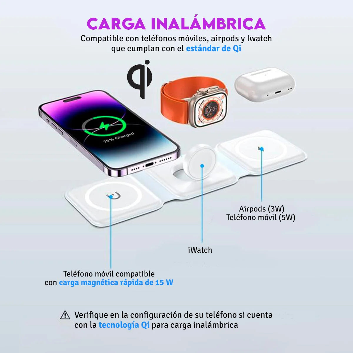 Base Cargador magnetico plegable 3 en 1