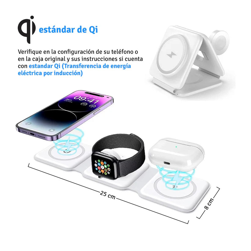 Base Cargador magnetico plegable 3 en 1